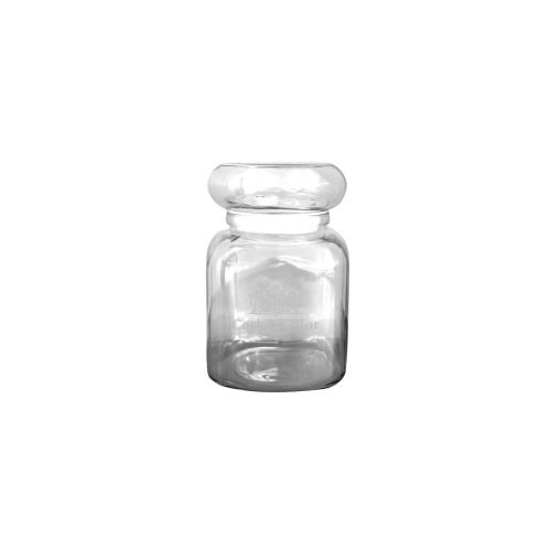 Glazen pot van 395 ml met DailyDrinks-logo in meerdere kleuren zichtbaar op de voorzijde van het glas.