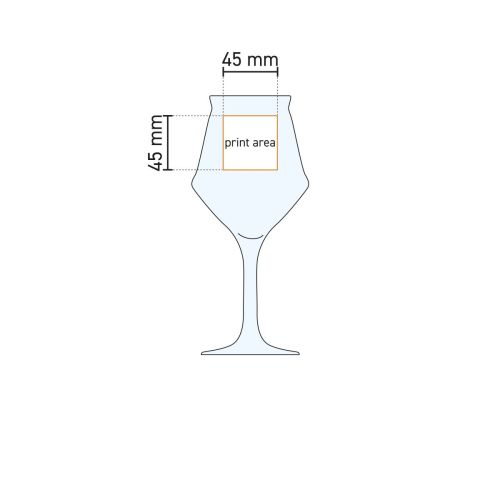 Technische werktekening met aanduiding van het drukgebied op het Sommelier Kelch glas 40 cl.