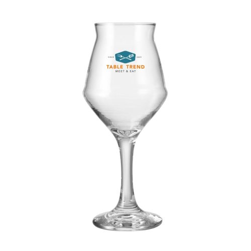 Glazen wijnglas van 40 cl met meerkleurig TableTrend-logo op de voorzijde bedrukt.
