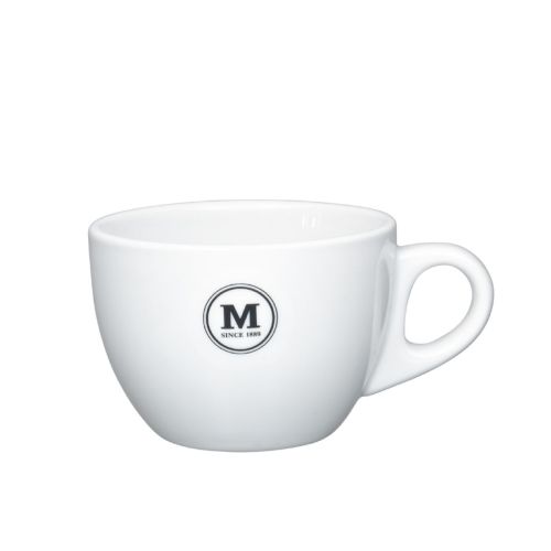Style Cappuccino Kop 19 cl porselein met eenkleurig logo van M op het voorpaneel