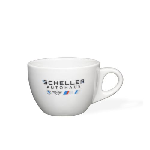 Style Koffie Kop 15 cl porselein met meerkleurig SchellerAutohaus-logo op het voorpaneel