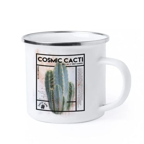 Metalen sublimatiemok wit 37 cl met full colour CosmicCacti-logo aan de voorkant. Metalen sublimatiemok wit 37 cl met full colour CosmicCacti-logo aan de voorkant.