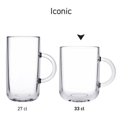 Infographic toont hoogte, diameter en inhoud van het theeglas Iconic 33 cl. Infographic toont hoogte, diameter en inhoud van het theeglas Iconic 33 cl.