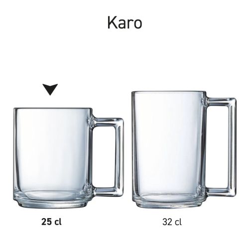 Theeglas Karo 25 cl. en 32 cl. in glas weergegeven als set glazen die samen één productserie vormen.