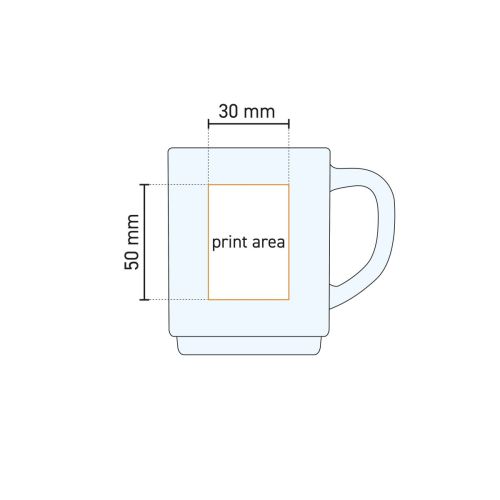 Technische werktekening geeft het exacte graveergebied op het Stapelo glas aan. Technische werktekening geeft het exacte graveergebied op het Stapelo glas aan.