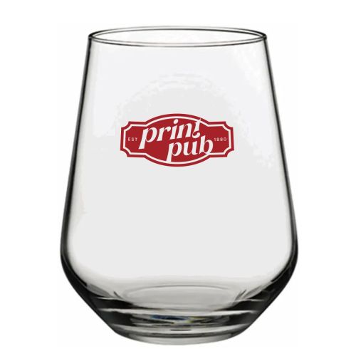 Tumblerglas 42,5 cl met PrintPub-logo in één kleur op de voorzijde bedrukt, duidelijk zichtbaar op het glas. Tumblerglas 42,5 cl met PrintPub-logo in één kleur op de voorzijde bedrukt, duidelijk zichtbaar op het glas.