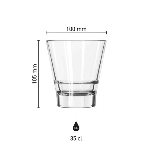 Infographic met afmetingen van het Tumbler Libbey Endeavor glas 35 cl. inclusief hoogte en diameter. Infographic met afmetingen van het Tumbler Libbey Endeavor glas 35 cl. inclusief hoogte en diameter.