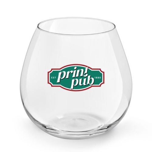 Wijnglas Ronda 47 cl met meerkleurig PrintPub-logo op het vooraanzicht van de kelk.