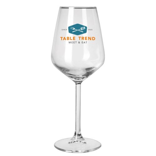 Allegra wijnglas van 49 cl. met meerkleurig TableTrend-logo op de voorzijde gedrukt.