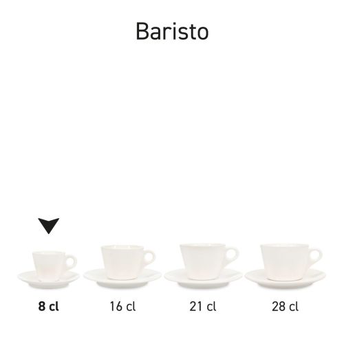 Overzicht van Baristo Espresso sets, met meerdere porseleinen sets bij elkaar.