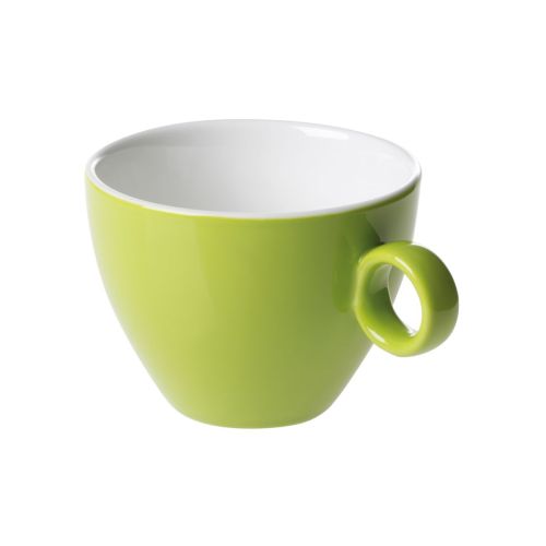 Groen-witte Bart Cappuccino kop 23 cl in porselein, vooraanzicht met licht toelopende vorm en glad oppervlak. Groen-witte Bart Cappuccino kop 23 cl in porselein, vooraanzicht met licht toelopende vorm en glad oppervlak.