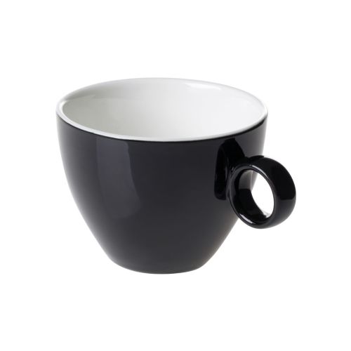 Zwart-witte Bart Cappuccino kop 23 cl in porselein, vooraanzicht met licht toelopende vorm en glad oppervlak. Zwart-witte Bart Cappuccino kop 23 cl in porselein, vooraanzicht met licht toelopende vorm en glad oppervlak.
