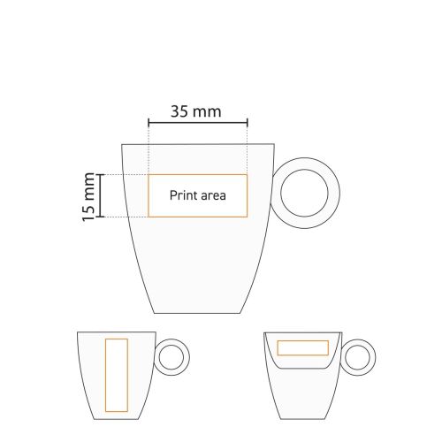 Drukgebied en positie voor logo op Bart Espresso kop 6,5 cl zichtbaar in werktekening. Drukgebied en positie voor logo op Bart Espresso kop 6,5 cl zichtbaar in werktekening.
