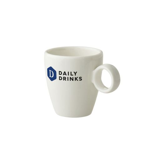 Bart Espresso kop wit 6,5 cl van porselein bedrukt met kleurrijk DailyDrinks-logo op de voorkant. Bart Espresso kop wit 6,5 cl van porselein bedrukt met kleurrijk DailyDrinks-logo op de voorkant.