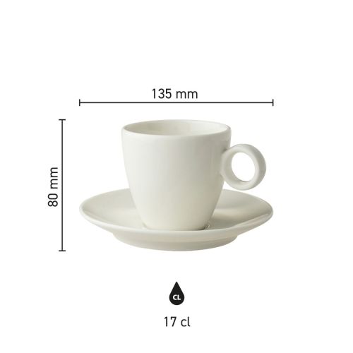 Infographic met afmetingen van Bart Koffie 17 cl. in porselein. Infographic met afmetingen van Bart Koffie 17 cl. in porselein.