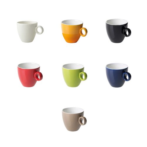 Kleurvariaties van Bart Koffie kop 17 cl porselein naast elkaar gepresenteerd als overzicht. Kleurvariaties van Bart Koffie kop 17 cl porselein naast elkaar gepresenteerd als overzicht.