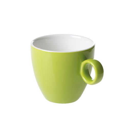 Groen-witte Bart Koffie kop 17 cl in porselein, vooraanzicht met klassieke ronde vorm en gladde afwerking. Groen-witte Bart Koffie kop 17 cl in porselein, vooraanzicht met klassieke ronde vorm en gladde afwerking.