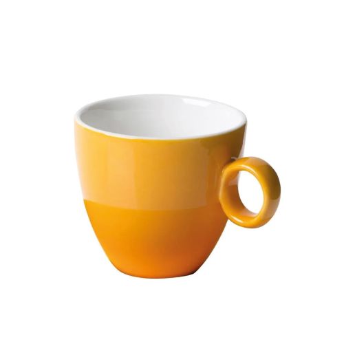 Oranje-witte Bart Koffie kop 17 cl in porselein, vooraanzicht met klassieke ronde vorm en gladde afwerking. Oranje-witte Bart Koffie kop 17 cl in porselein, vooraanzicht met klassieke ronde vorm en gladde afwerking.