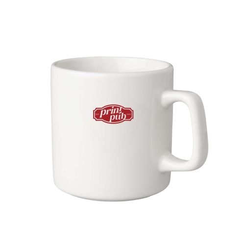 Beker Budgetline Brabant 20 cl. van wit porselein met PrintPub-logo in één kleur op de voorkant gedrukt. Beker Budgetline Brabant 20 cl. van wit porselein met PrintPub-logo in één kleur op de voorkant gedrukt.