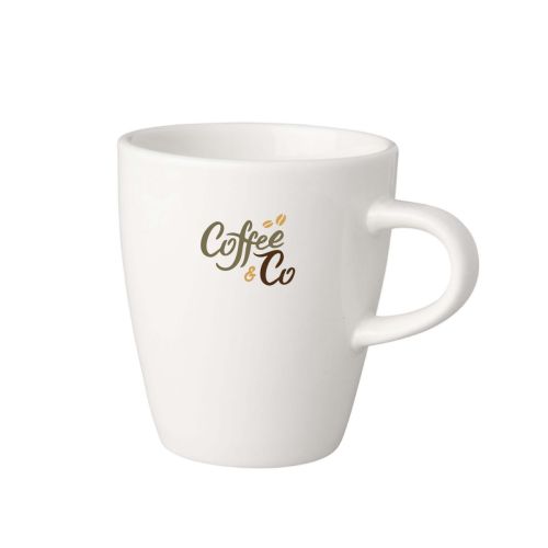 Beker Budgetline Neo 20 cl. van porselein met meerkleurig bedrukt CoffeeCo-logo aan de voorzijde. Beker Budgetline Neo 20 cl. van porselein met meerkleurig bedrukt CoffeeCo-logo aan de voorzijde.