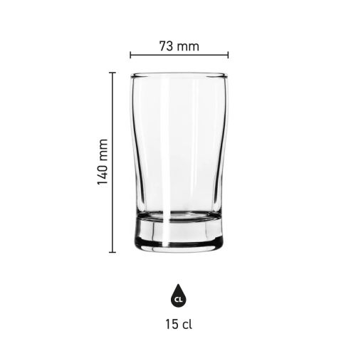 Productafmetingen van bier proefglaasje Esquire 15 cl. weergegeven in overzichtelijke infographic. Productafmetingen van bier proefglaasje Esquire 15 cl. weergegeven in overzichtelijke infographic.