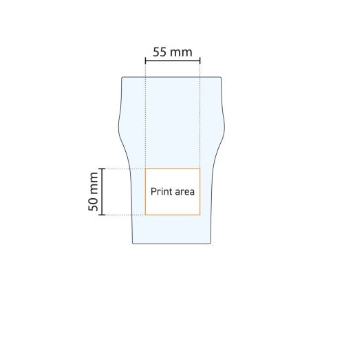 Technische werktekening met aanduiding van drukgebied op het 57 cl Arcoroc glas. Technische werktekening met aanduiding van drukgebied op het 57 cl Arcoroc glas.