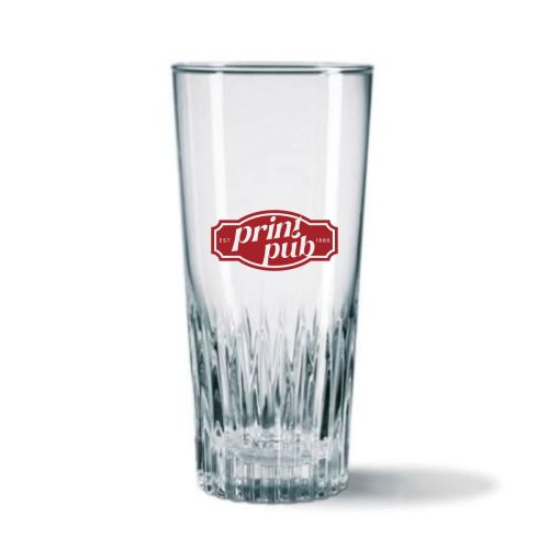 Eénkleurig PrintPub-logo op voorzijde van bierglas Gaetan 32 cl. helder zichtbaar. Eénkleurig PrintPub-logo op voorzijde van bierglas Gaetan 32 cl. helder zichtbaar.