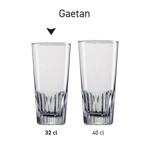 Serie bierglazen Gaetan 32 cl. en 40 cl. overzichtelijk gepresenteerd naast elkaar. Serie bierglazen Gaetan 32 cl. en 40 cl. overzichtelijk gepresenteerd naast elkaar.