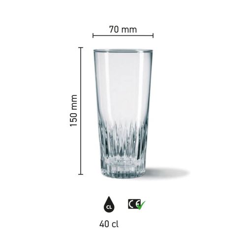 Infographic toont hoogte en diameter van bierglas Gaetan 40 cl. met schaalindeling. Infographic toont hoogte en diameter van bierglas Gaetan 40 cl. met schaalindeling.