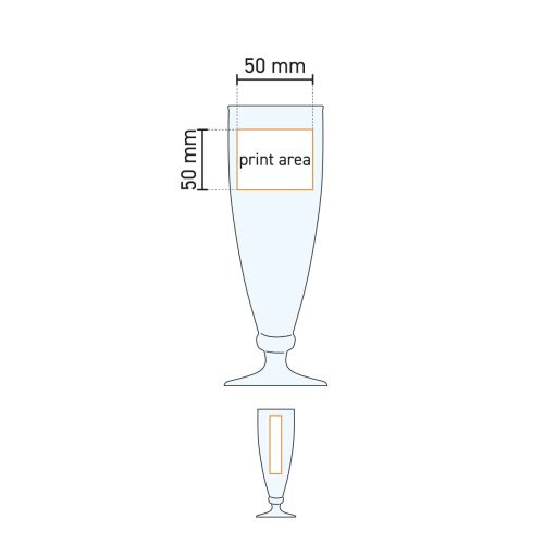 Technische werktekening van het drukgebied op een Harmonia bierglas van 27,5 cl. Technische werktekening van het drukgebied op een Harmonia bierglas van 27,5 cl.