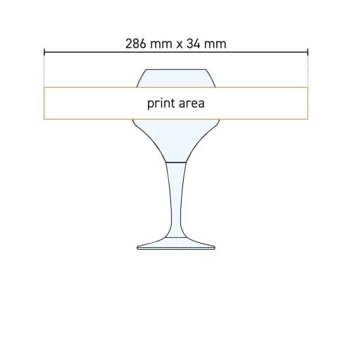 Technische werktekening van bierglas Norbert 42 cl. met markering van het beschikbare drukgebied. Technische werktekening van bierglas Norbert 42 cl. met markering van het beschikbare drukgebied.