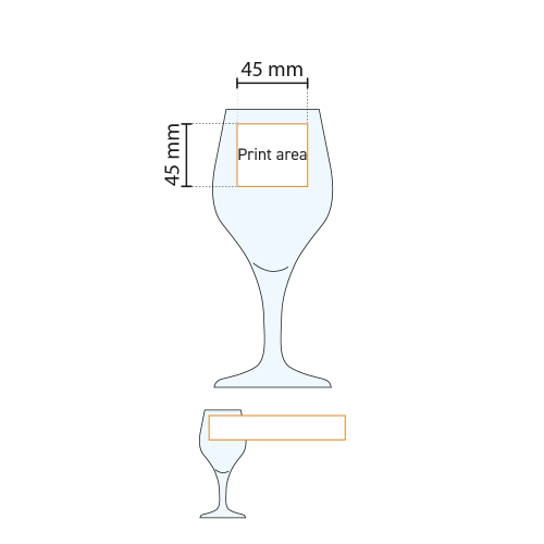 Technische werktekening met drukgebied voor bedrukking op bierglas Ronceva 40 cl. Technische werktekening met drukgebied voor bedrukking op bierglas Ronceva 40 cl.
