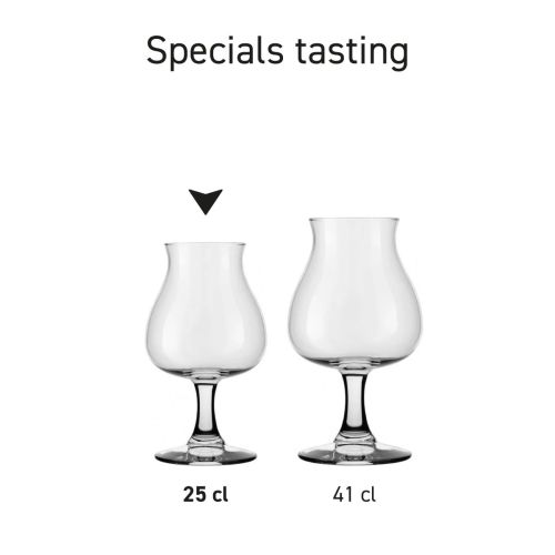 Overzicht van de Specials Tasting bierglazen 25 cl. als serie. Overzicht van de Specials Tasting bierglazen 25 cl. als serie.