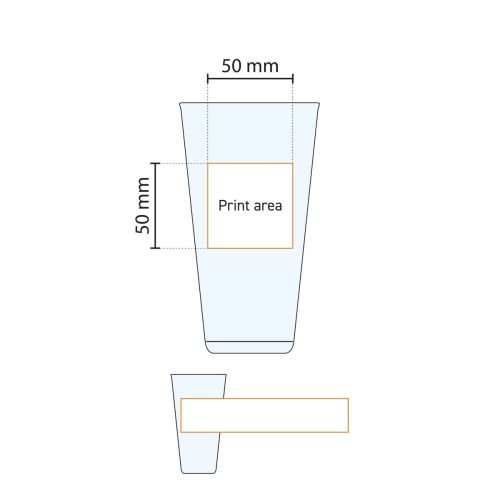 Technische werktekening van het bierglas vaasje 47 cl. met aanduiding drukgebied. Technische werktekening van het bierglas vaasje 47 cl. met aanduiding drukgebied.