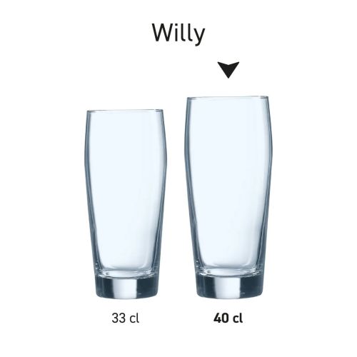 Overzicht van de glazen uit de Willy-serie, getoond naast elkaar. Overzicht van de glazen uit de Willy-serie, getoond naast elkaar.