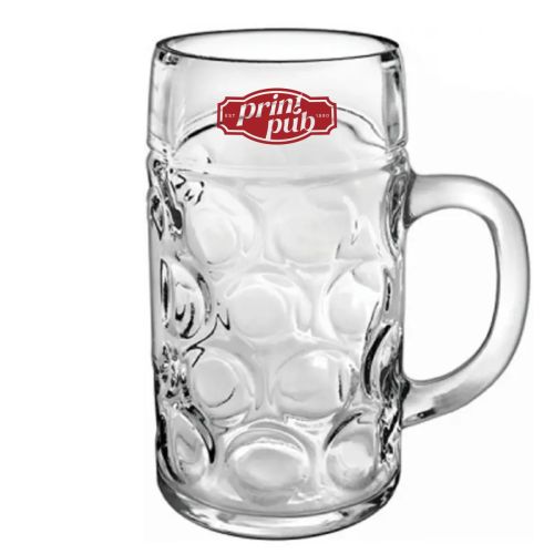 Don bierpul 100 cl bedrukt met rood PrintPub-logo in één kleur op de voorzijde van het glas. Don bierpul 100 cl bedrukt met rood PrintPub-logo in één kleur op de voorzijde van het glas.