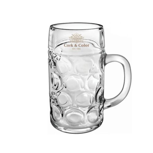 Don bierpul 50 cl met meerkleurig CorkColor-logo op de voorzijde van het glas. Don bierpul 50 cl met meerkleurig CorkColor-logo op de voorzijde van het glas.