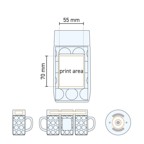 Technische werktekening van het drukgebied op de Don bierpul 50 cl in tapmaat glas. Technische werktekening van het drukgebied op de Don bierpul 50 cl in tapmaat glas.