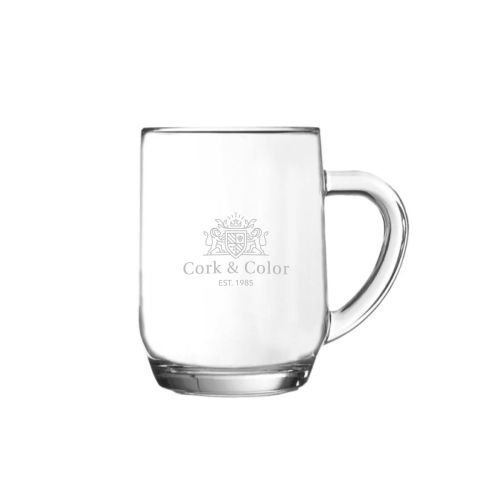 Gravure van CorkColor-logo op voorzijde van de Hayworth bierpul 28 cl., helder glas. Gravure van CorkColor-logo op voorzijde van de Hayworth bierpul 28 cl., helder glas.