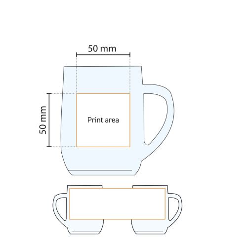 Technische werktekening van het drukgebied op de Hayworth bierpul 56 cl. glas. Technische werktekening van het drukgebied op de Hayworth bierpul 56 cl. glas.