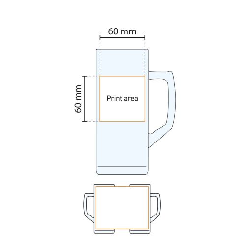 Technische werktekening van het drukgebied op de Reno bierpul 50 cl. tapmaat glas. Technische werktekening van het drukgebied op de Reno bierpul 50 cl. tapmaat glas.