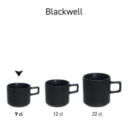 Set van Blackwell Espresso Kopjes in porselein, naast elkaar geplaatst als productserie.