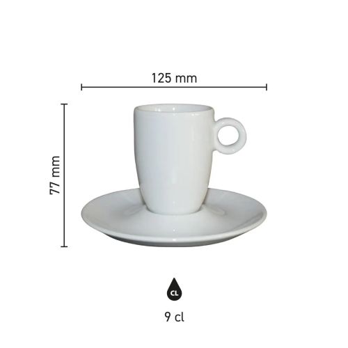 Infographic met productafmetingen van de Bola espresso hoog wit 9 cl. set, met hoogte en inhoud. Infographic met productafmetingen van de Bola espresso hoog wit 9 cl. set, met hoogte en inhoud.