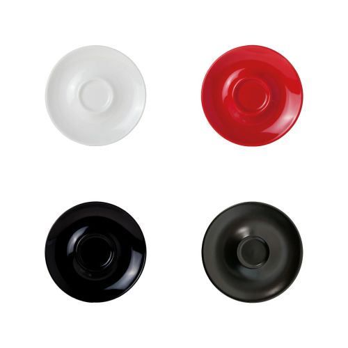 Meerdere kleurvarianten van Bola Espressoschotel (12,5 cm) van porselein overzichtelijk gepresenteerd.