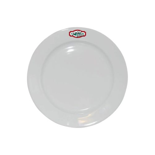 Wit glazen bord met brede rand van 17 cm, bedrukt met een kleurrijk PrintPub-logo. Wit glazen bord met brede rand van 17 cm, bedrukt met een kleurrijk PrintPub-logo.