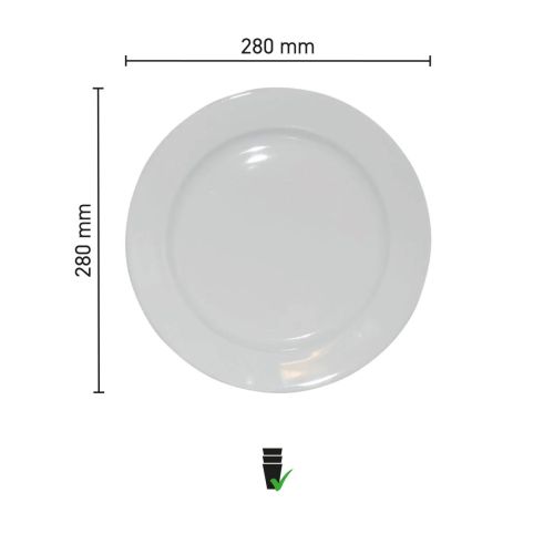 Infographic toont afmetingen van het bord 28 cm porselein. Infographic toont afmetingen van het bord 28 cm porselein.