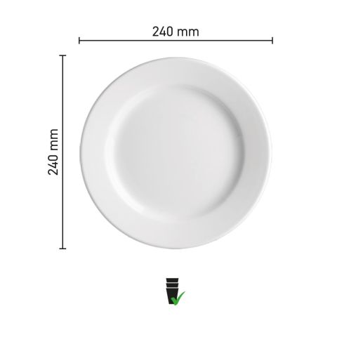 Infographic met afmetingen van bord Princip 24 cm porselein, inclusief diameter en randhoogte. Infographic met afmetingen van bord Princip 24 cm porselein, inclusief diameter en randhoogte.