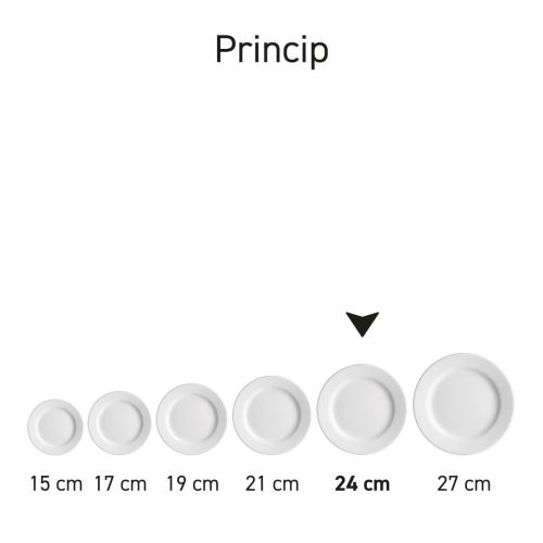 Overzicht van meerdere borden Princip 24 cm porselein in serie, variërend in inhouden. Overzicht van meerdere borden Princip 24 cm porselein in serie, variërend in inhouden.