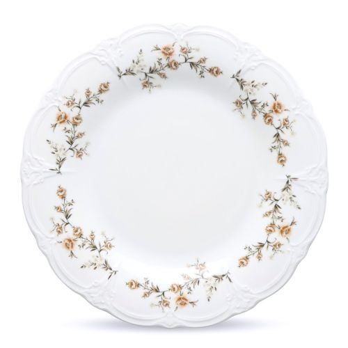 Ivoor-bruin porseleinen Bord Retro 27 cm in vooraanzicht met ronde vorm en gladde afwerking zichtbaar.