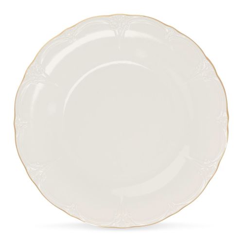 Ivoor-goud porseleinen Bord Retro 27 cm in vooraanzicht met ronde vorm en gladde afwerking zichtbaar.